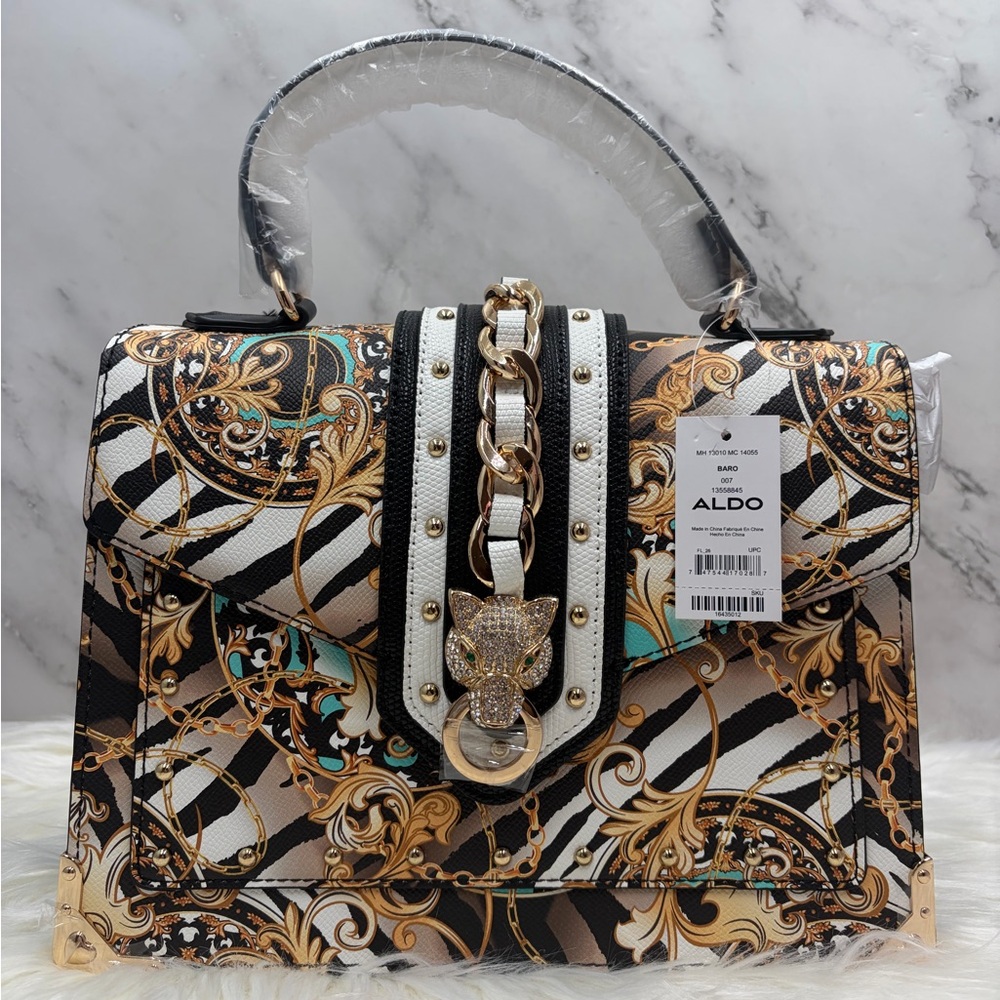 Aldo Elegant Black and Gold Satchel